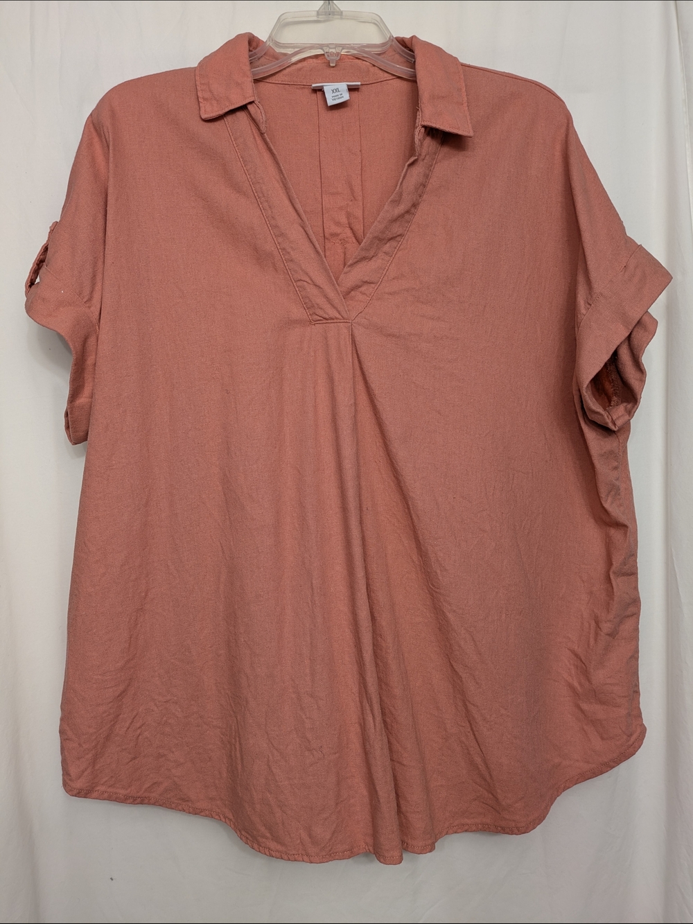 Liz Claiborne Coral Tunic with V-Neck Collar